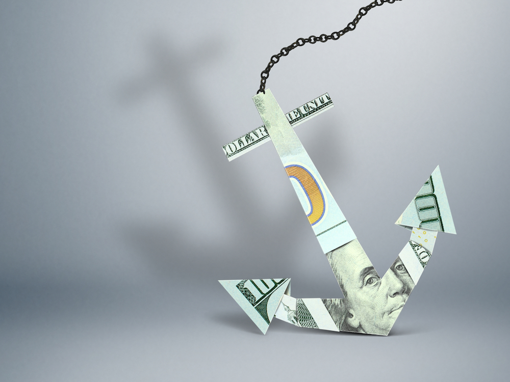Financial,Burden,Concept,,Anchor,Made,Of,Money
